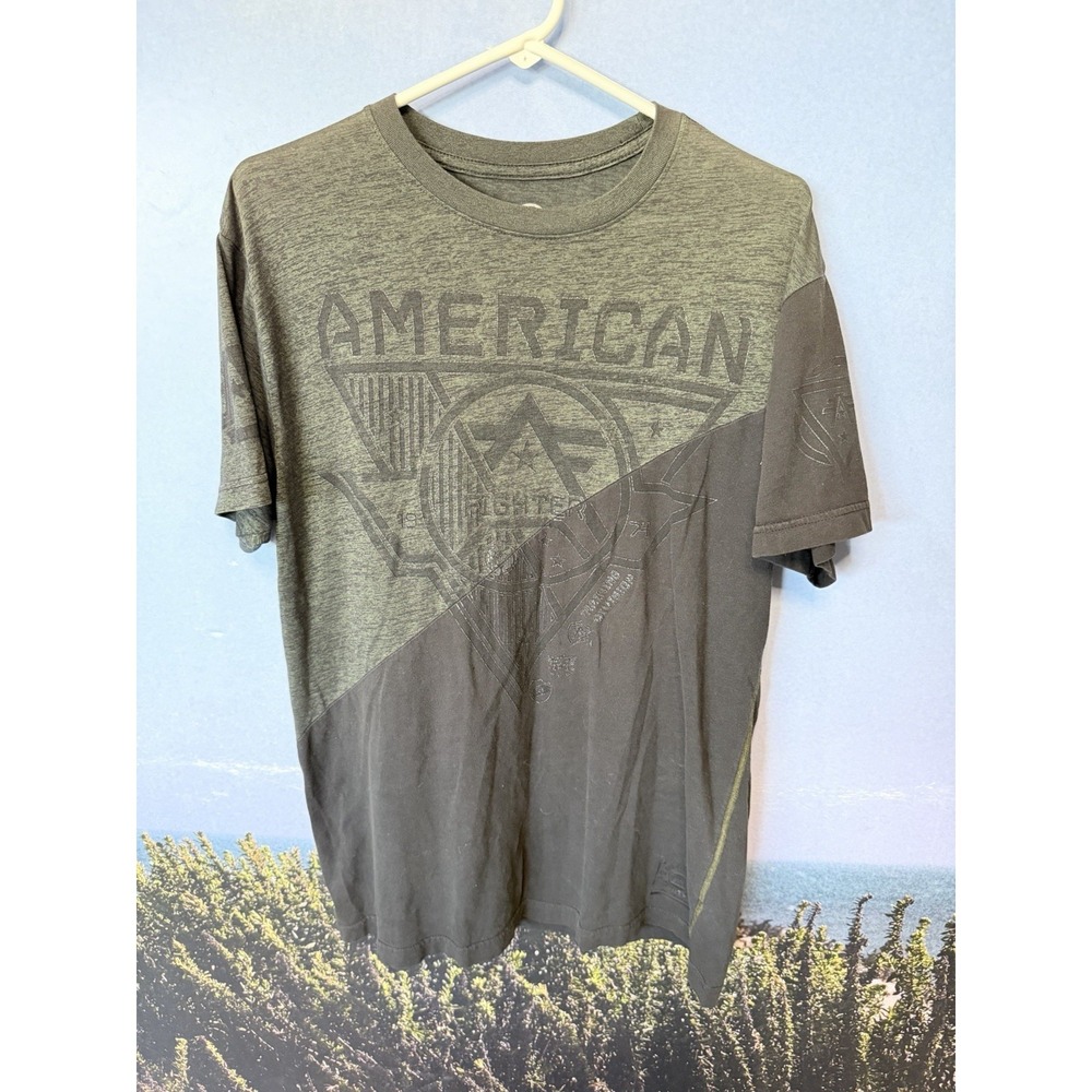 American Fighter Casual Short Sleeve Graphic Crew Neck T Shirt Mens Size L Green